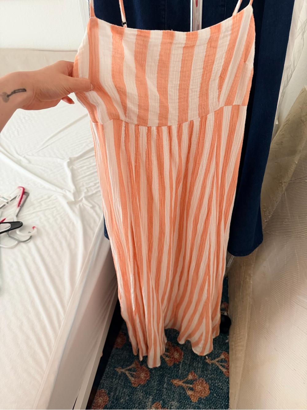 A&F Striped Peach & White Maxi Sundress
